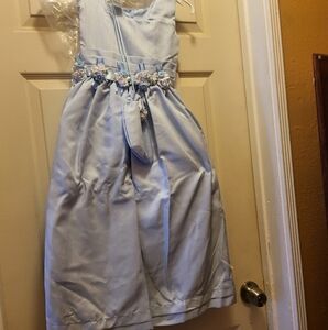 💲Girls Light Blue Floral Size 5 Or 6 Dress